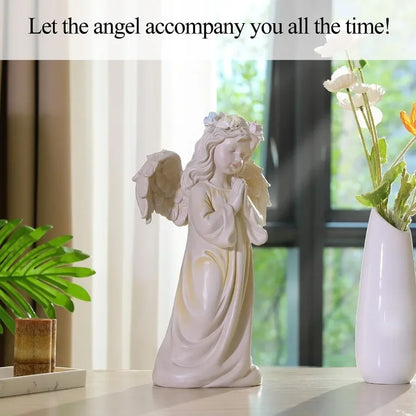 Waterproof Outdoor Angel Garden Statue Solar Decor with Warm Light