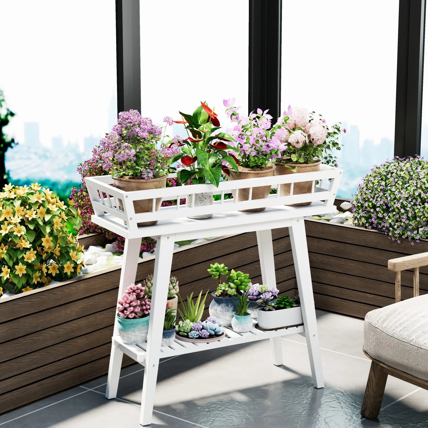 2 Tier Bamboo Plant Stand