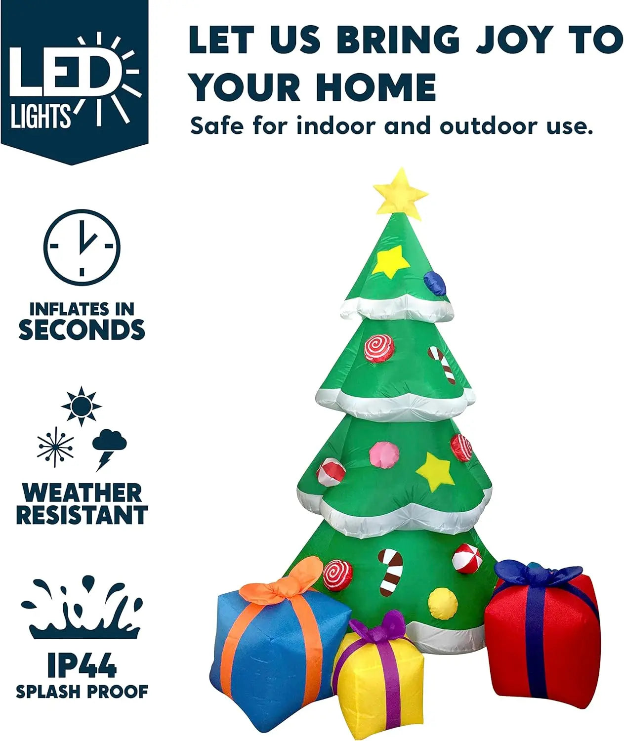 7 FT Christmas Tree Inflatables with 3 Gift Boxes Built-in LEDs