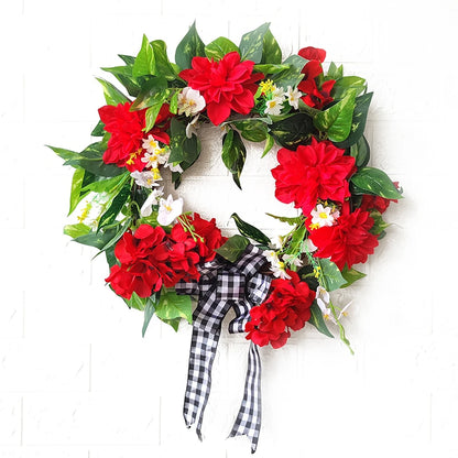 Decorative Red Geranium Flower Wreath