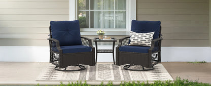 3-Piece Swivel Patio Bistro Set with Cushions & Table