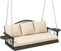 3 Person Wicker Porch Swing with Cup Holder
