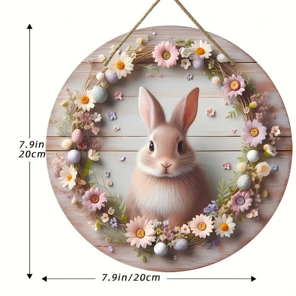 Farmhouse Easter metal sign with Bunny Logo, Lilies & Spring Decor