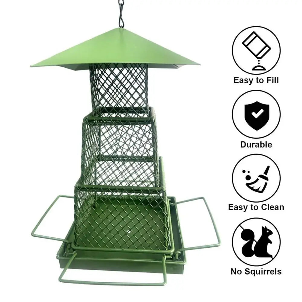 3-Layer Retractable Metal Bird Feeder