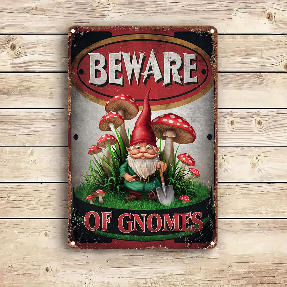 Vintage Gnome Metal Sign