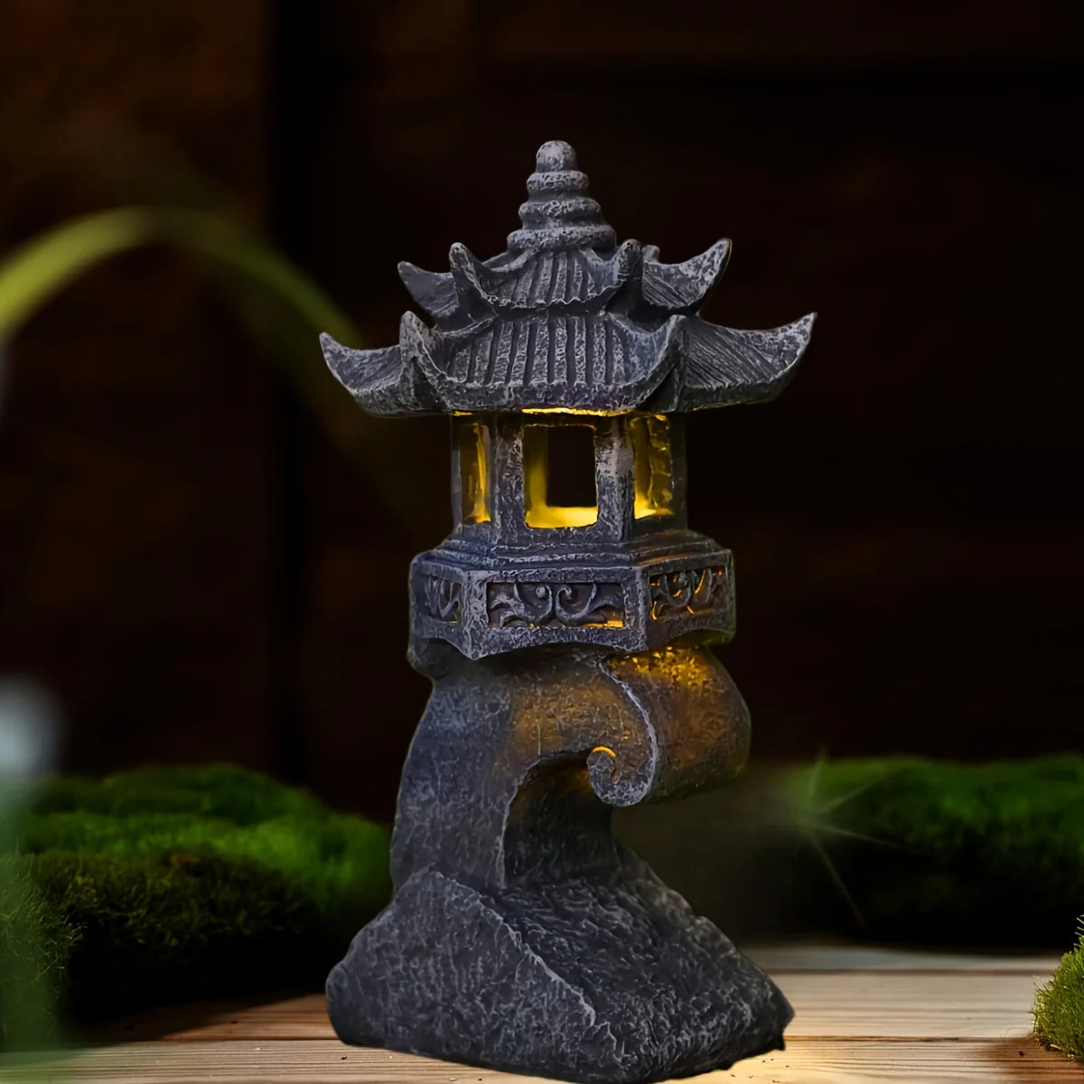 Solar Pagoda Lantern Garden Statue