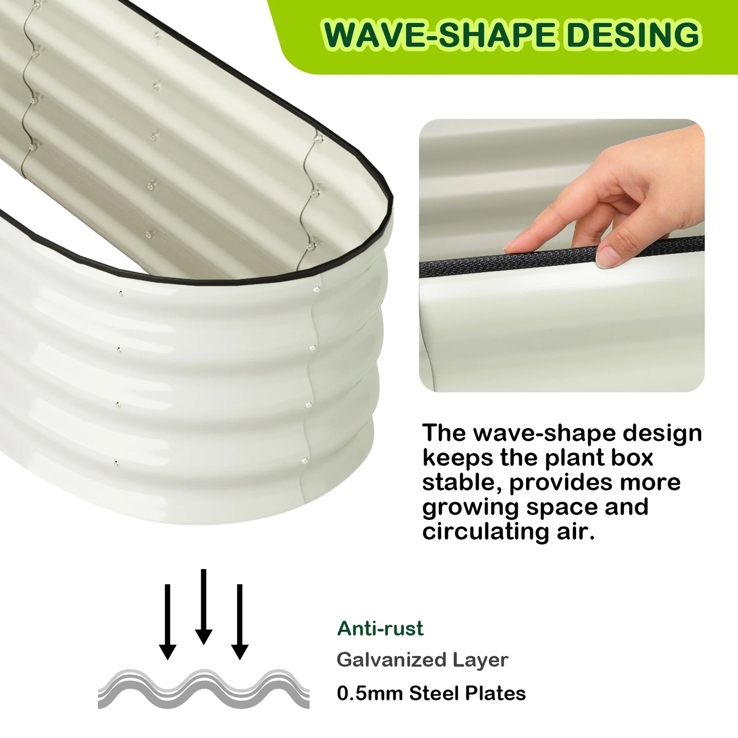 2 Pcs 4.5x2x1ft Oval Galvanized Raised Garden Bed
