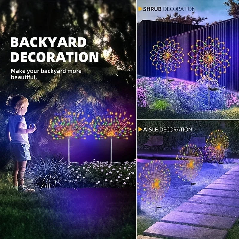 Solar Firework Lights Outdoor IP65 Waterproof Solar 8 Lighting Modes