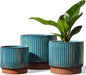 Set of 3 Ceramic Plant Pots with Drainage Holes, 8+6.7+5.5 Inch