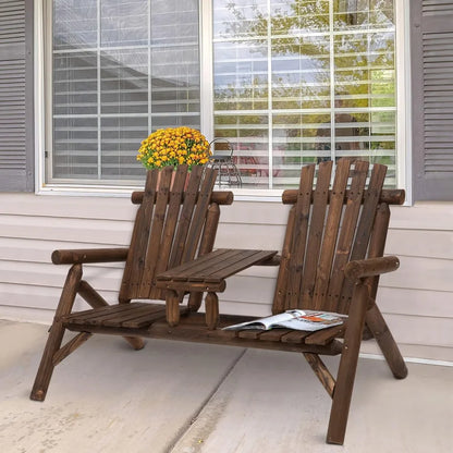2-Seat Wooden Adirondack Chair