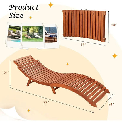 2-Piece Outdoor Acacia Wood Chaise Lounge Set