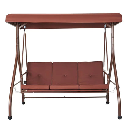3-Seat Patio Swing Chair, with Removable Thick Cushions