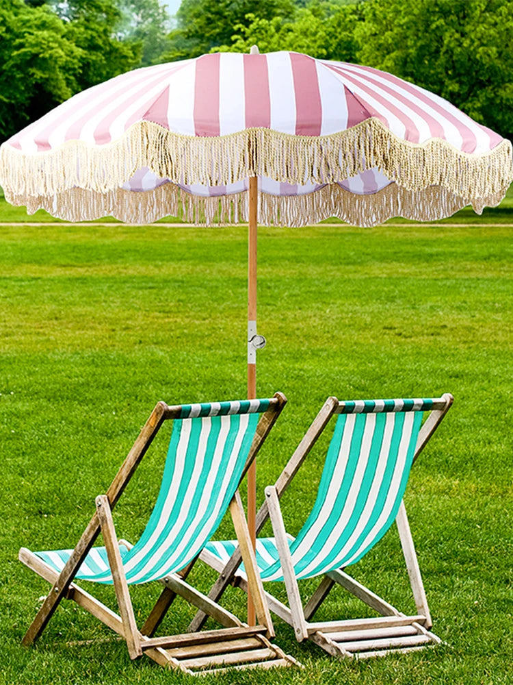 Striped Patio Umbrella with Tilt Pole