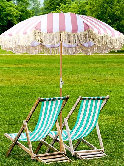 Striped Patio Umbrella with Tilt Pole