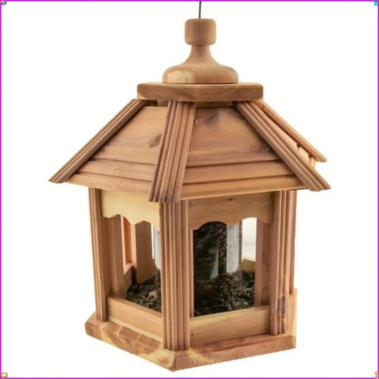 Cedar Gazebo Wild Bird Feeder w/ 3 lb Hopper Capacity
