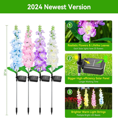 4 Pack  Outdoor Solar Flowers Lights