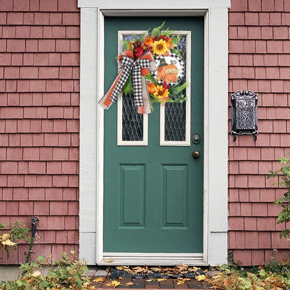 19.69inch Pumpkin Bowknot Sunflower Autumn Wreath