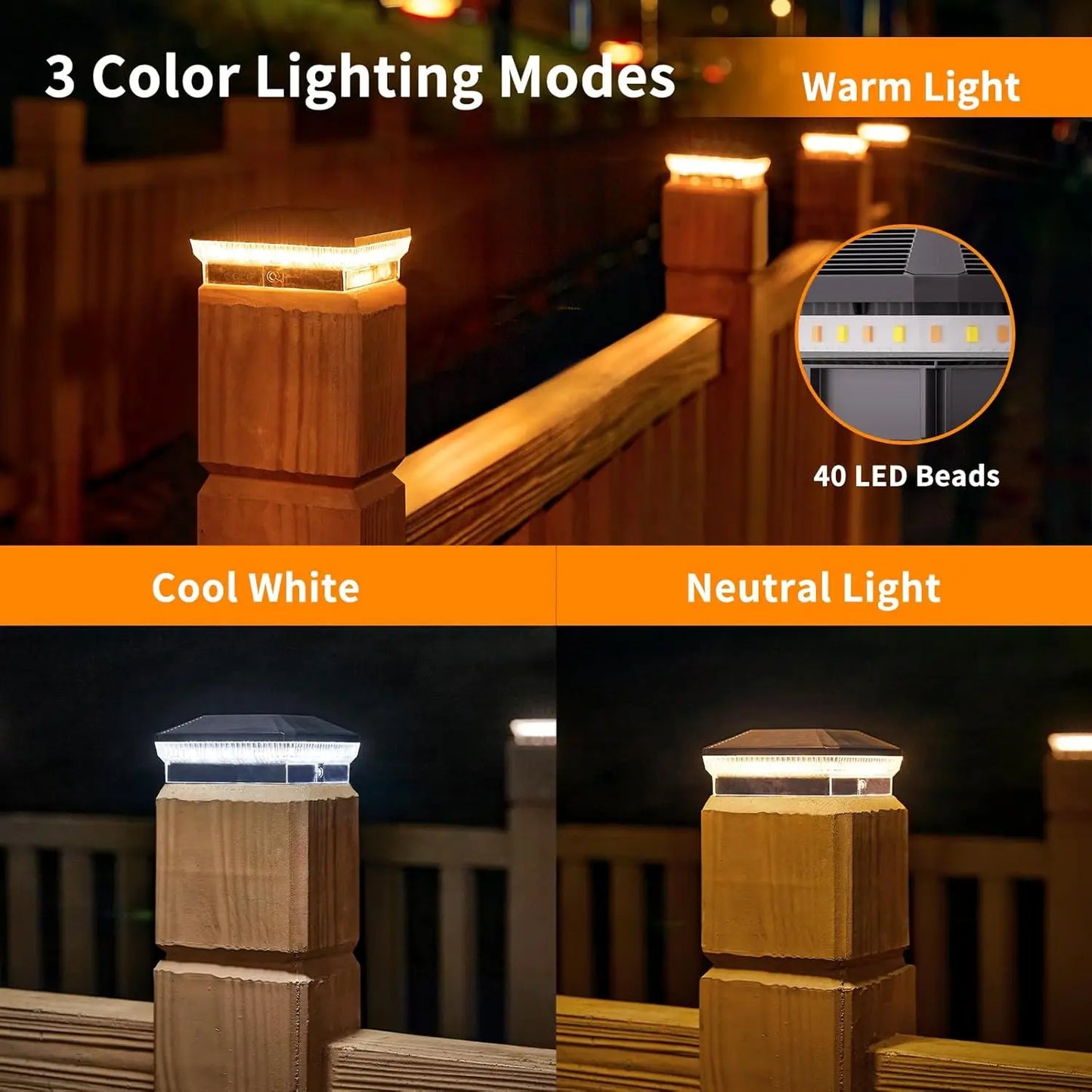 12 Pack 4x4 Solar Post Lights with 3 Modes