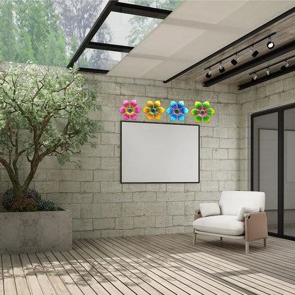 4PCS Metal Flowers Outdoor Wall Decor