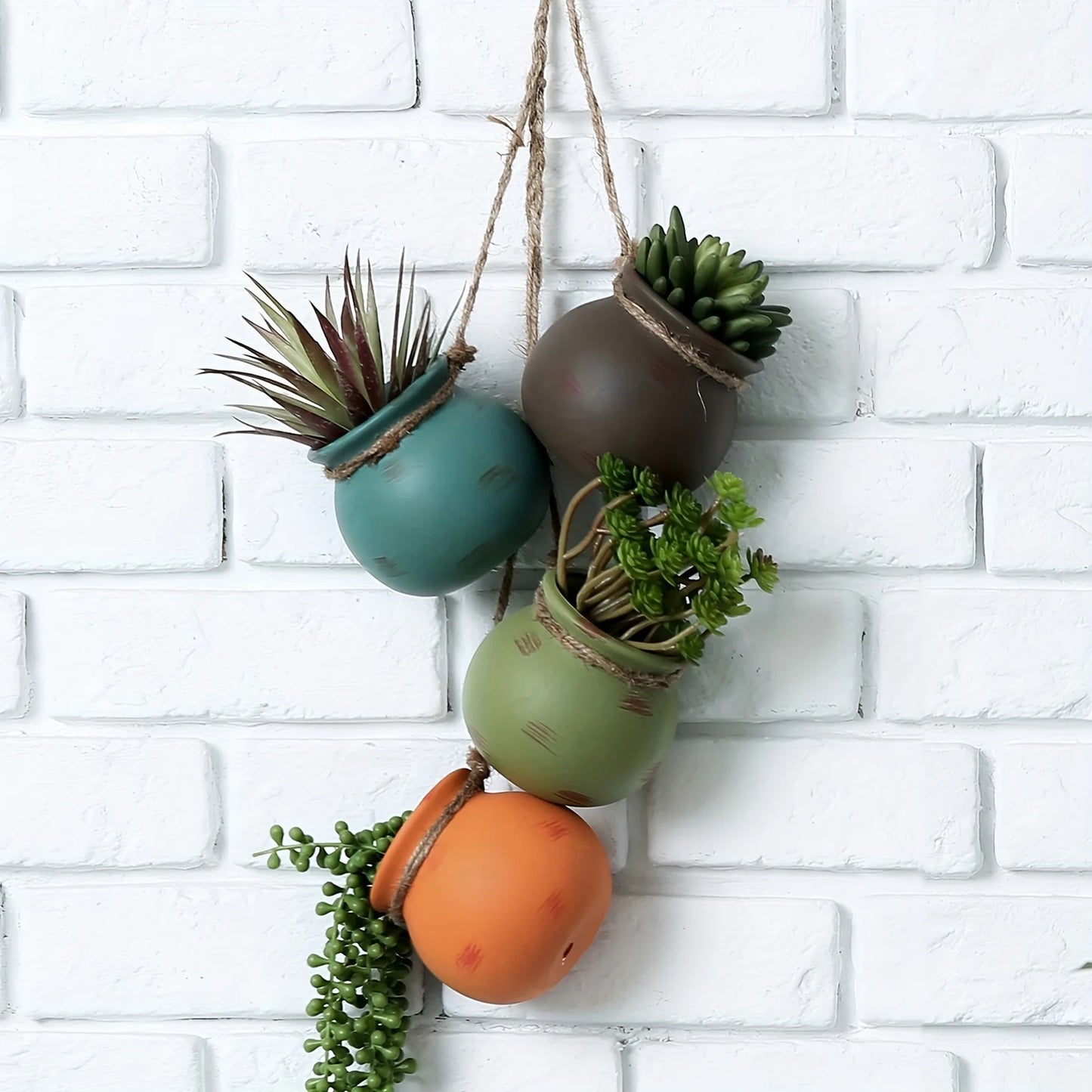 Creative Hanging Flower Pot with Jute Rope for Indoor Outdoor