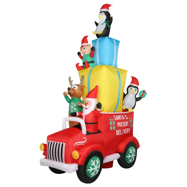 12ft LED Lights Santa Claus Driving With Gifts Inflatable