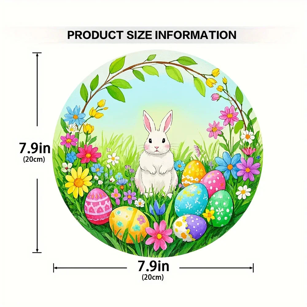 Farmhouse Easter metal sign with Bunny Logo, Lilies & Spring Decor
