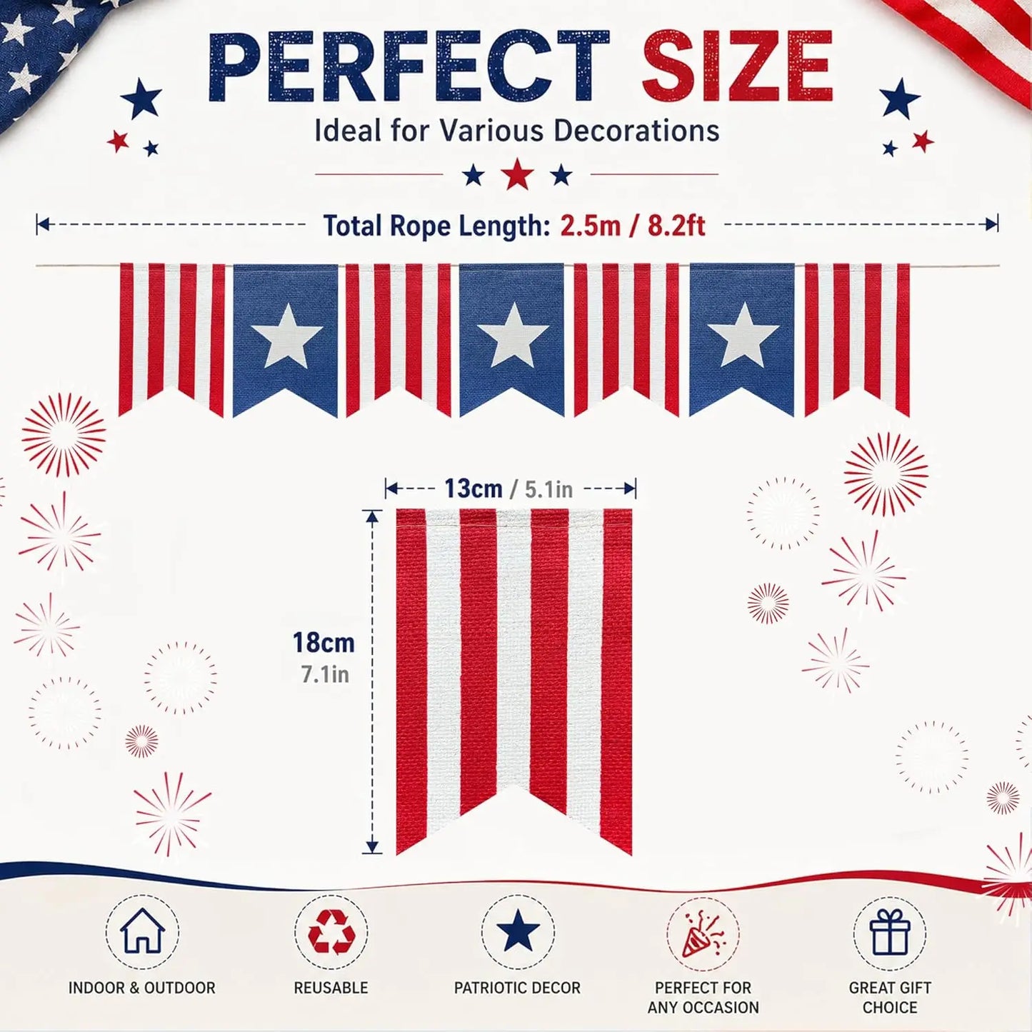 Patriotic Stars & Stripes Bunting Banner