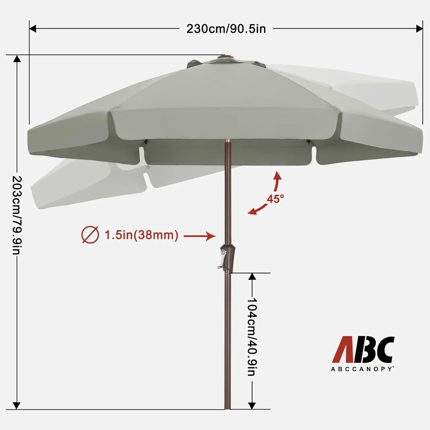 7.5ft Scalloped Patio Umbrella with Tilt and Crank