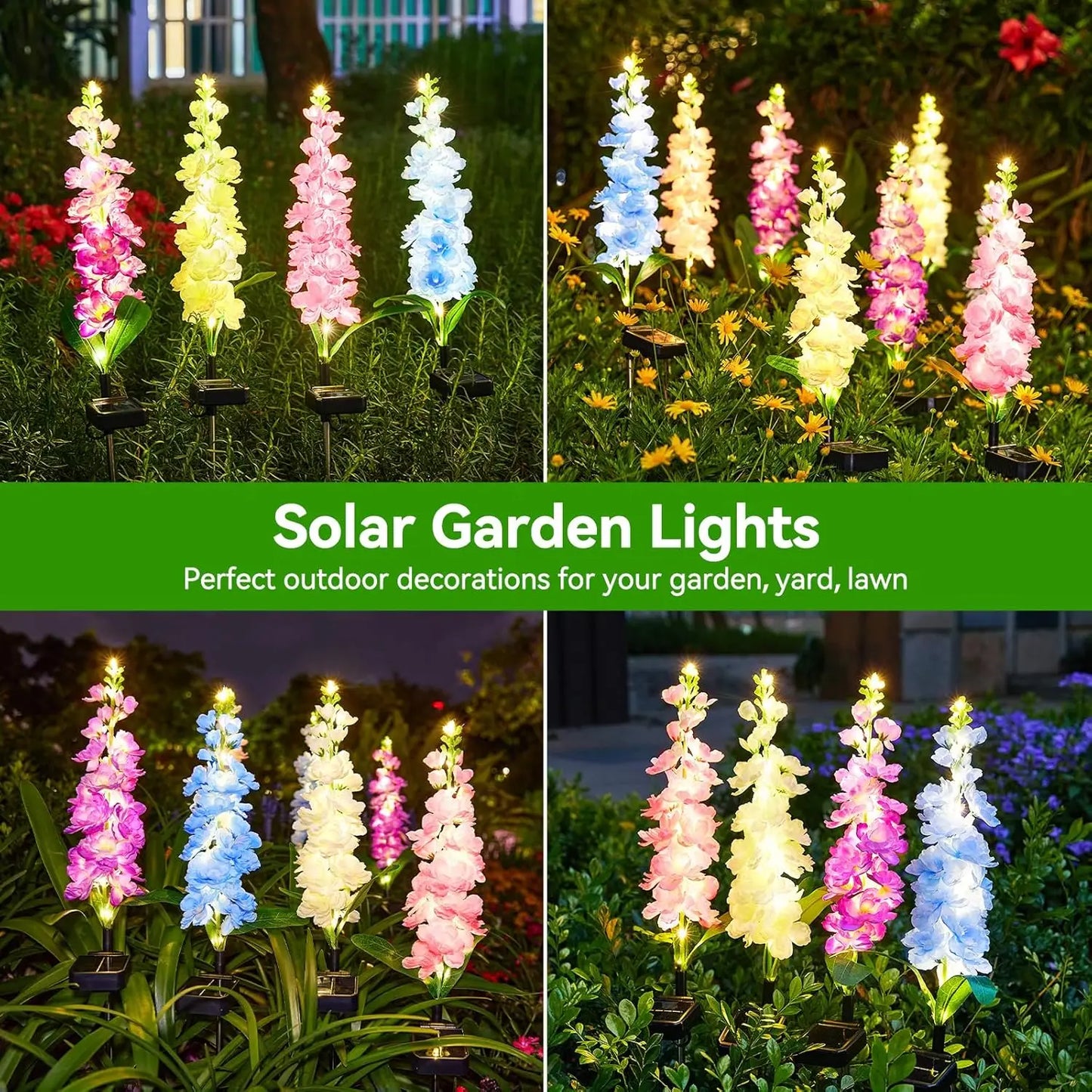 4 Pack  Outdoor Solar Flowers Lights