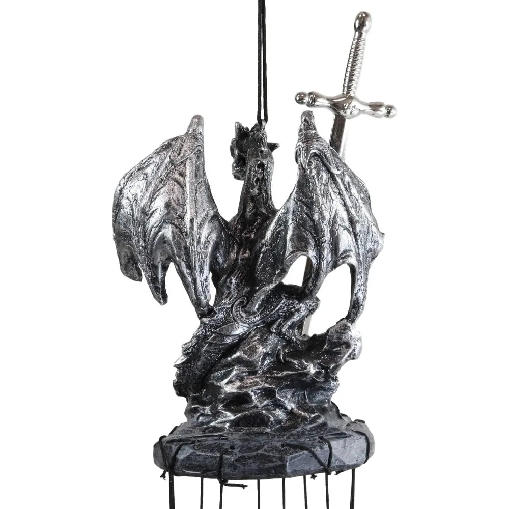 medieval dragon figurine wind chime
