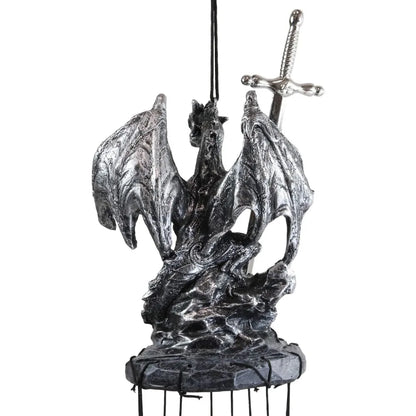 medieval dragon figurine wind chime