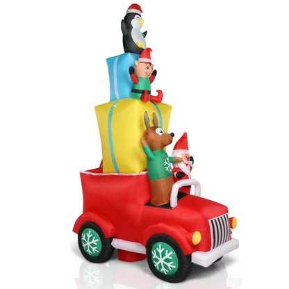 12ft LED Lights Santa Claus Driving With Gifts Inflatable