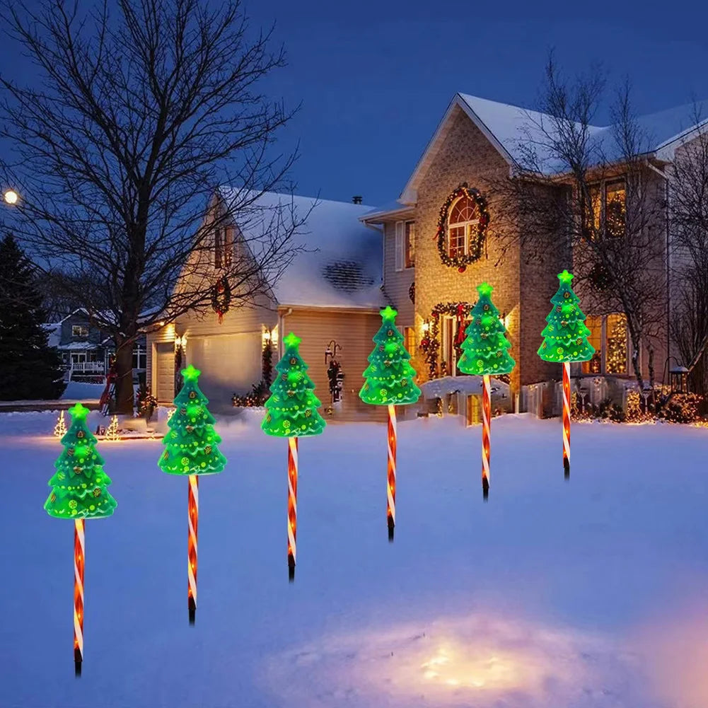 6 Pack LED Solar Powered Xmas Tree Candy Cane Light
