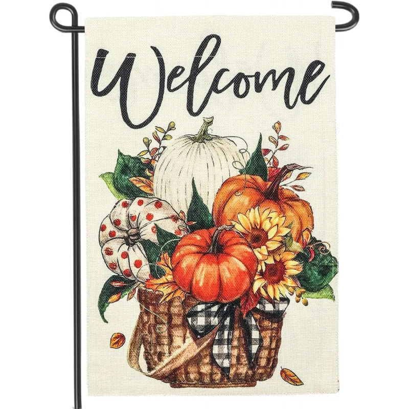 Fall Pumpkin Sunflower Garden Flag 12x18