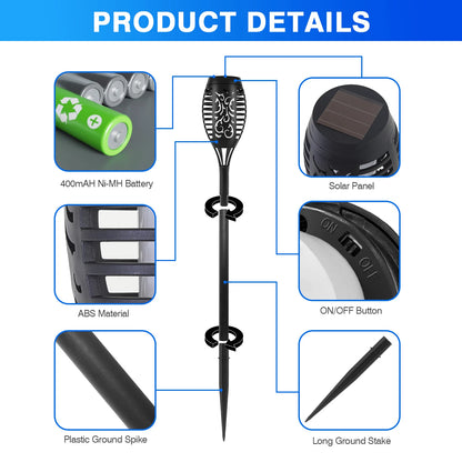 4/6/8/12Pcs Solar Flickering Outdoor Flame Torch Light