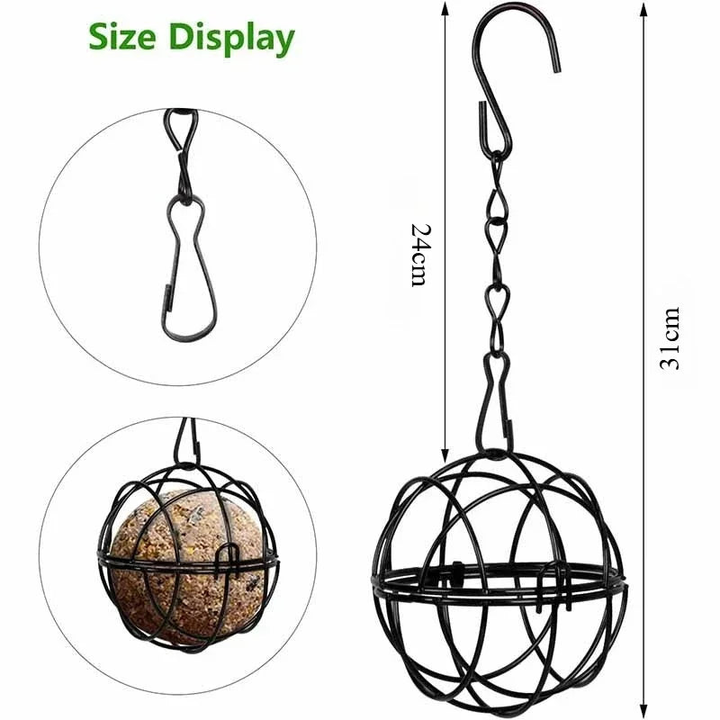 Metal Suet Ball Bird Feeder with Hanging Chain