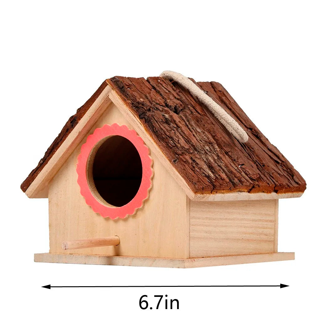Outdoor Wooden Bird House Hanging Decoration