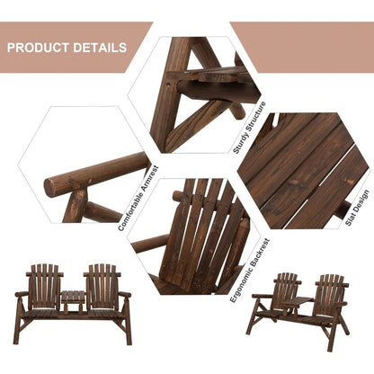 2-Seat Wooden Adirondack Chair