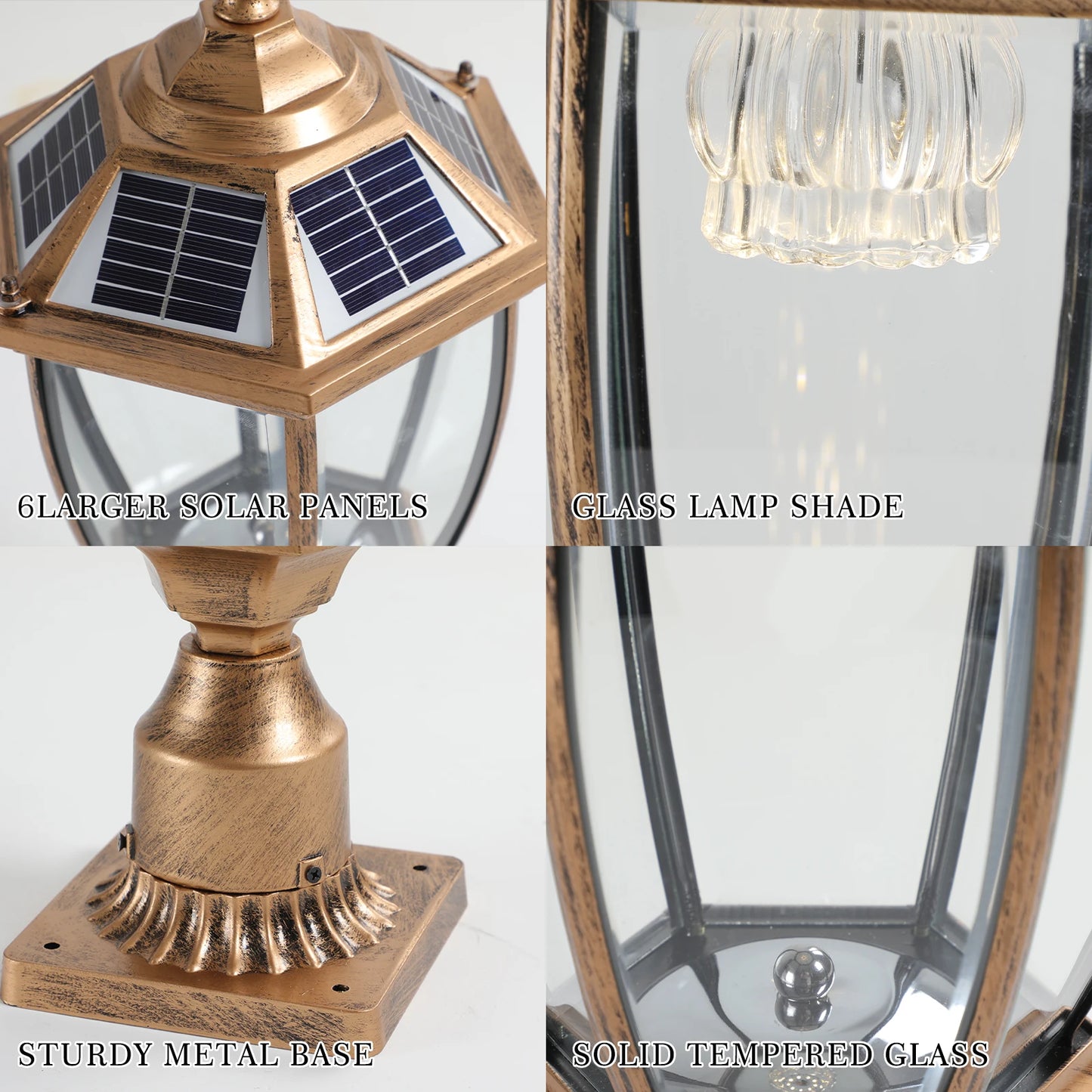 Vintage Solar LED Post Light with Automatic On/Off (2-pack)