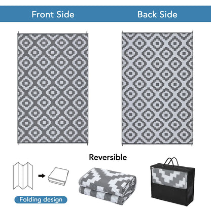 Modern Geometric Reversible Waterproof Outdoor Rug