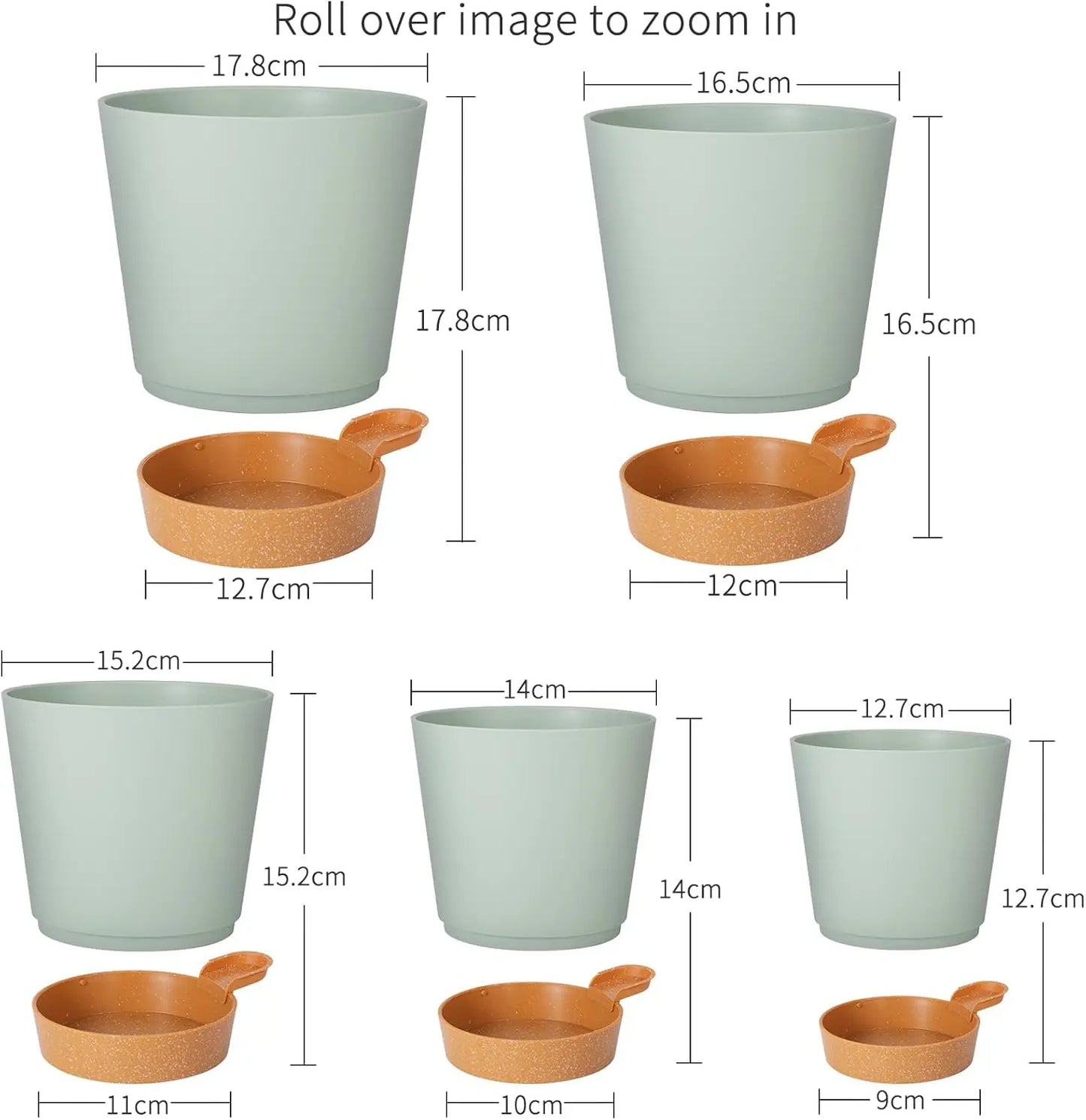 Self Watering Plant Pots 7/6.5/6/5.5/5 Inch with Drainage Holes