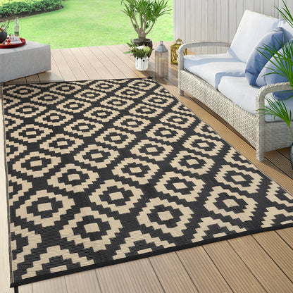 Modern Geometric Reversible Waterproof Outdoor Rug