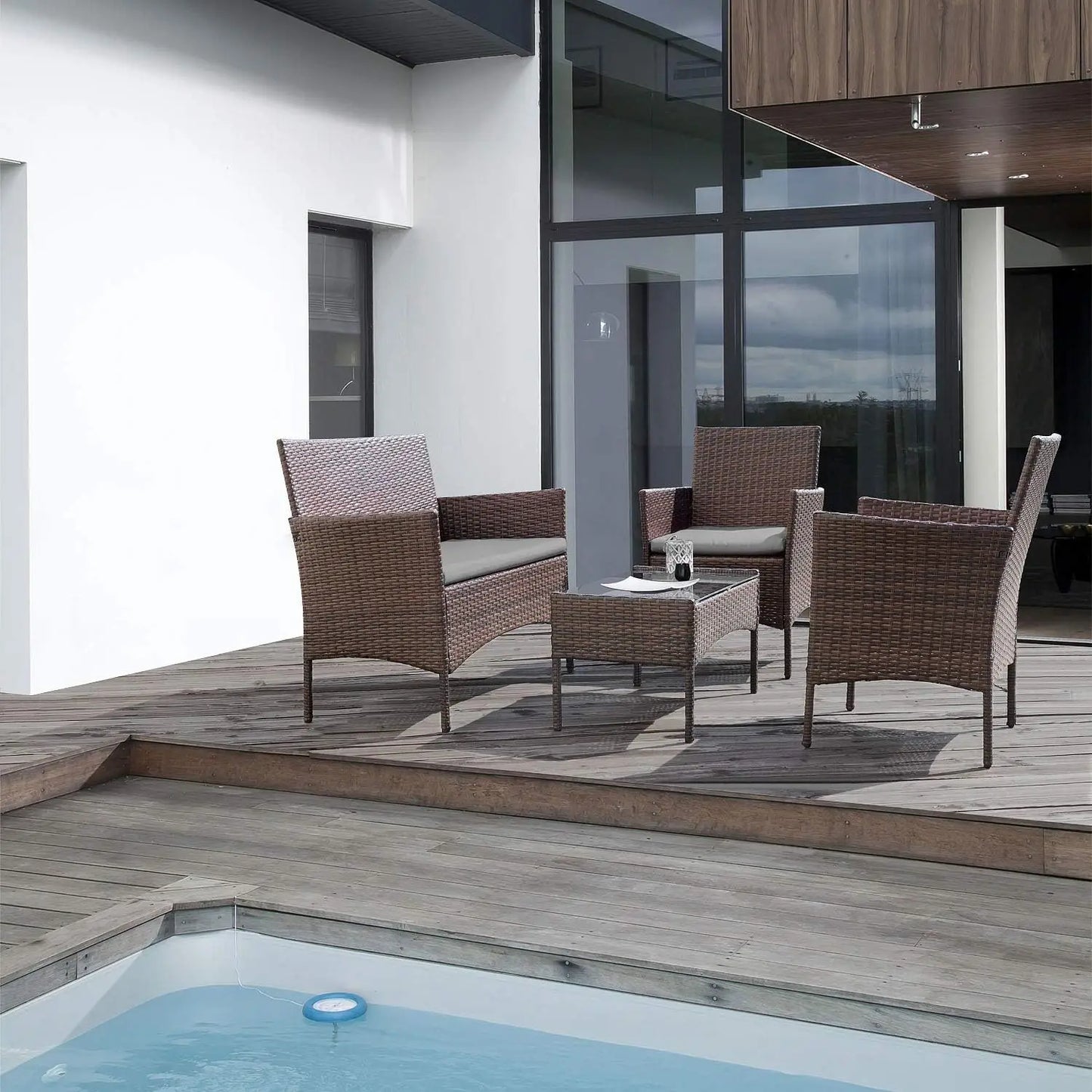 4 Pieces Outdoor Wicker Patio Furniture Set