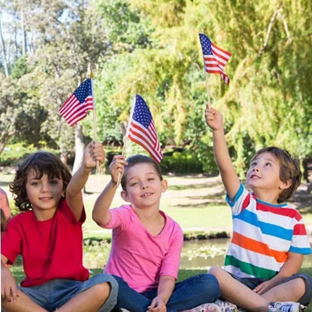 100 Pack Small 4x6 Inch American Flags On Stick