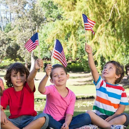 100 Pack Small 4x6 Inch American Flags On Stick
