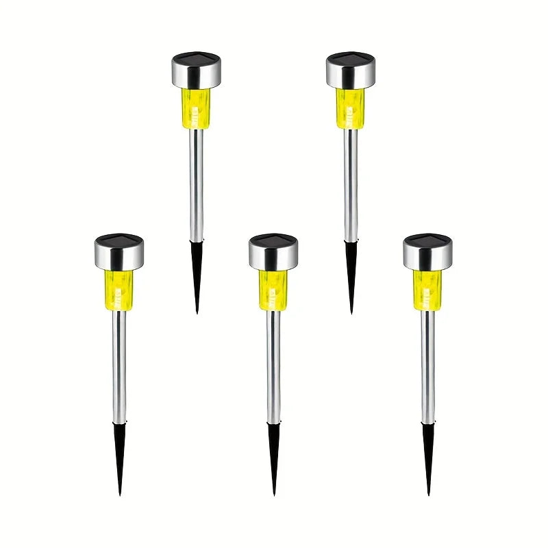 5pcs Solar Stainless Steel Outdoor Landscape Lighting