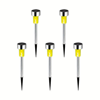 5pcs Solar Stainless Steel Outdoor Landscape Lighting