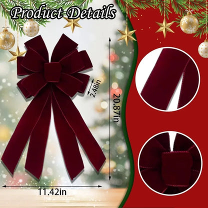 Large 20 x 11 Inches Burgundy Red Velvet Bow