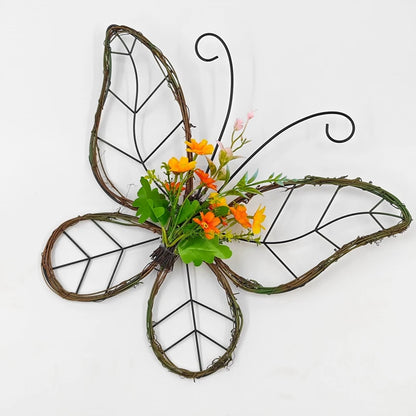 Spring Artificial Tulip Flowers Farmhouse Butterfly Shaped Wreath