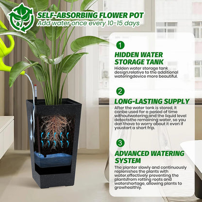 Large Plant Pots with Drainage Holes＆ Water Level Monitor